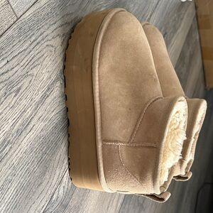 UGG Tan Suede Ankle Boots with Cozy Lining